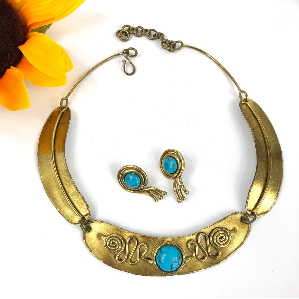 Stunning Gold & Turquoise Jewelry Set 🔥